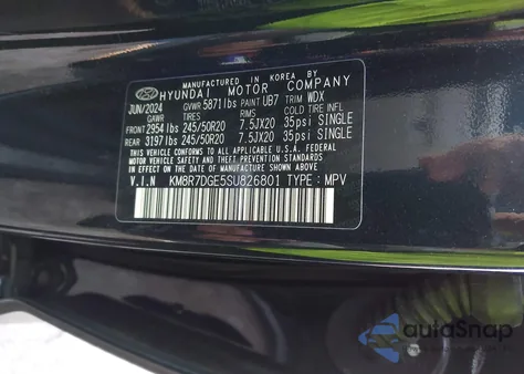 2025 Hyundai Palisade Calligraphy from USA, damaged, VIN KM8R7DGE5SU826801
